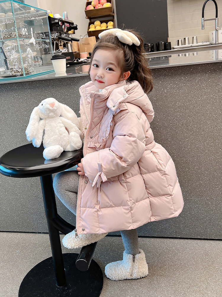 winter children‘s down jacket 2023 new western style mid-length cotton-padded jacket baby winter coat woolen coat girls‘cotton-padded clothes coat