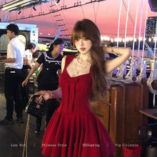 蝴蝶结新款连衣裙玫瑰人生夏季法式千金收腰显瘦生日公主短裙