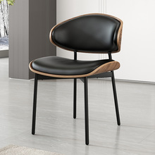 意式现代简约餐椅超纤皮座垫弧形靠背椅 设计师款碳素钢支架餐椅