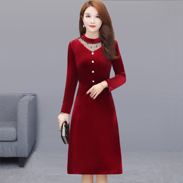 中老年女装2024新款春装连衣裙打底衫长袖t恤中年妈妈装大码洋气