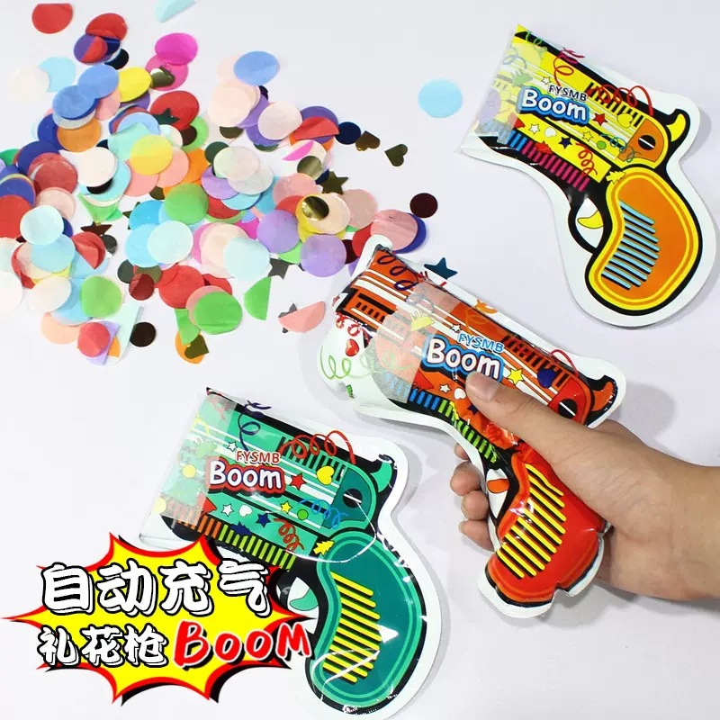 Wholesale Automatic Inflatable Confetti Gun Inflatable Fireworks Gun Hand-Held Wedding Wedding Fireworks Tube Flower Gun Wholesale