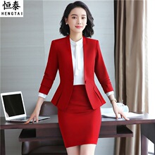 教师面试服装女西装套裙老师2019职业装套装珠宝店工作服春秋金店