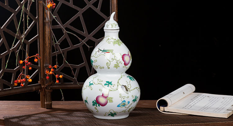 景德镇陶瓷酒瓶5斤葫芦款酒壶 酒坊用白酒泡酒器 密封罐 家用酒具