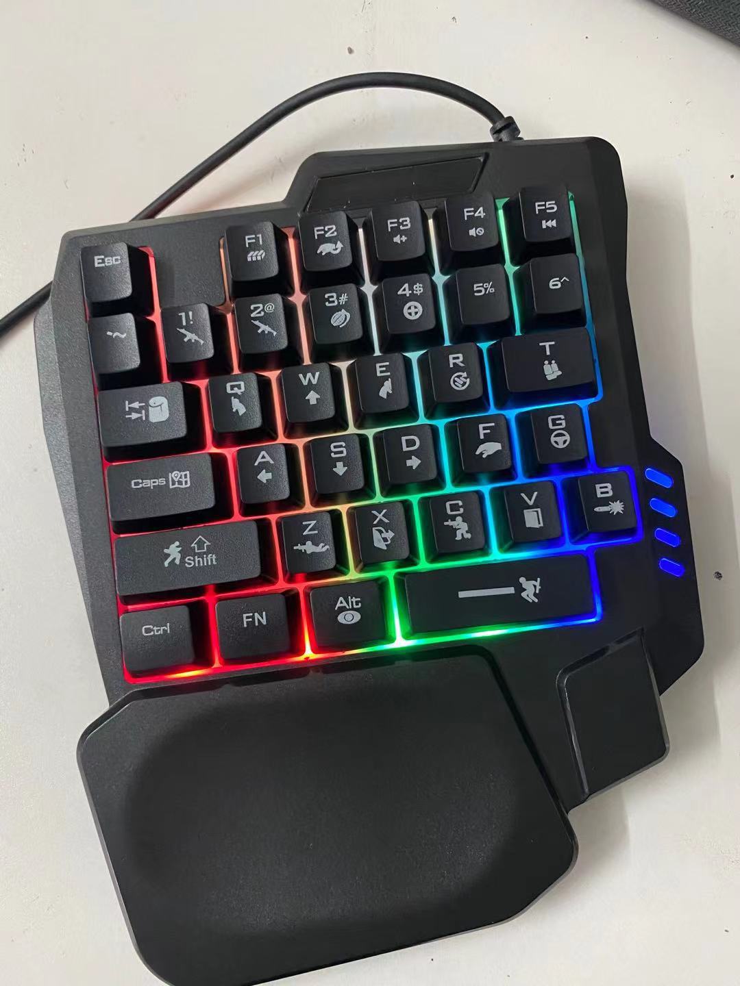 跨境 米狼单手发光游戏键盘吃鸡键盘连接手机神枪王座左单手键盘