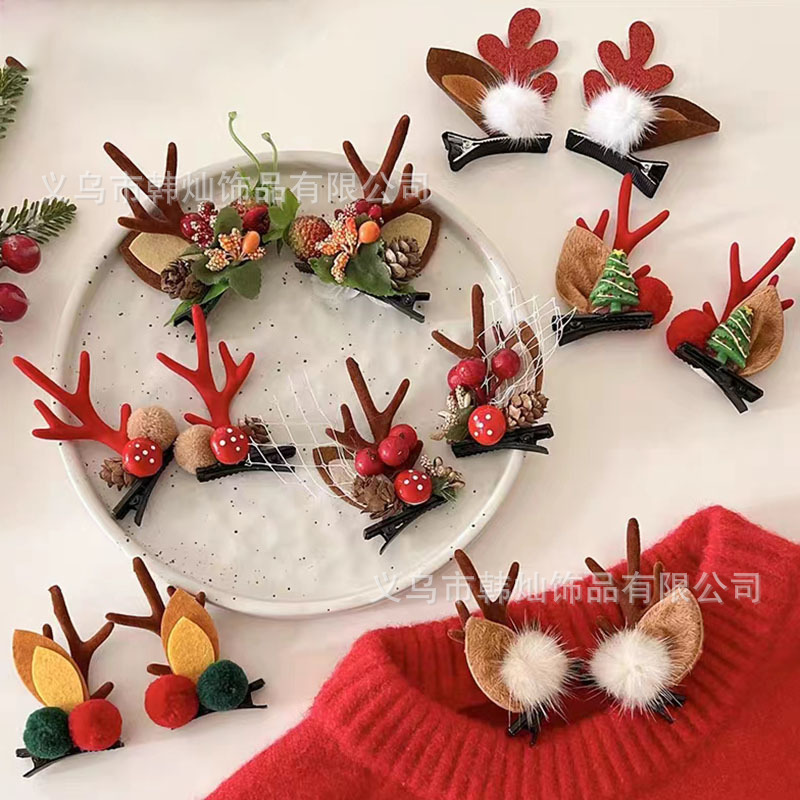 christmas hairpin ornament hairware dragon year headband cute deer horn clip internet celebrity live new year hairpin