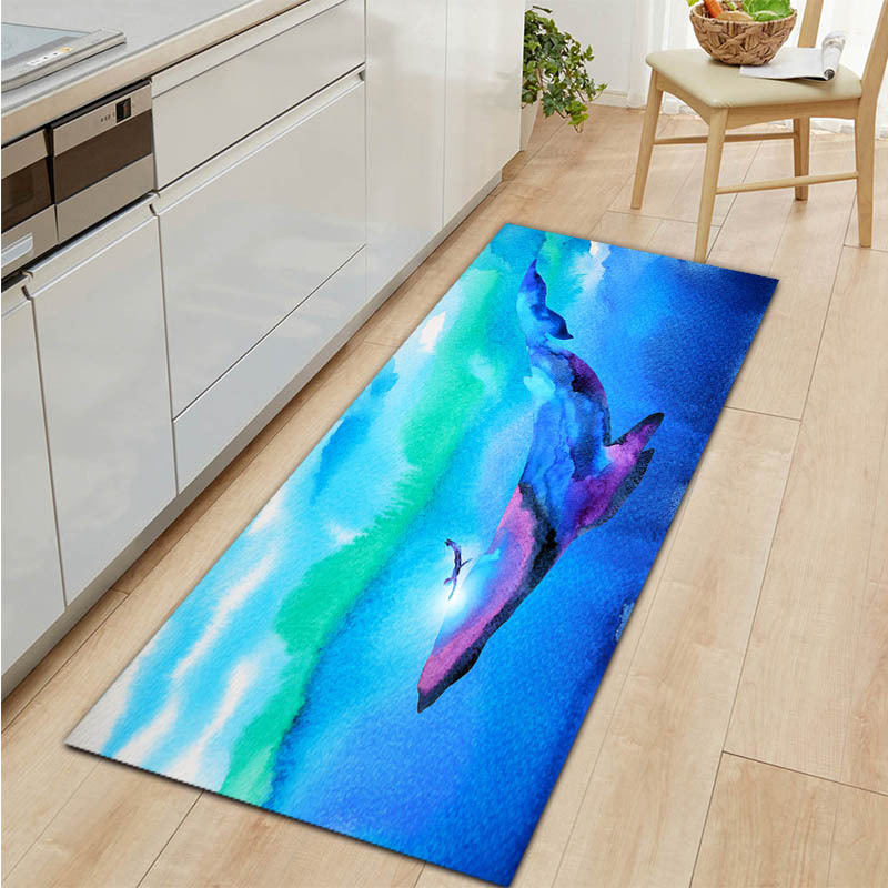 Ocean Dolphin Carpet Underwater World Toilet Floor Mat Bathroom Mat Amazon Cross-Border Household Foot Mat Hot Sale