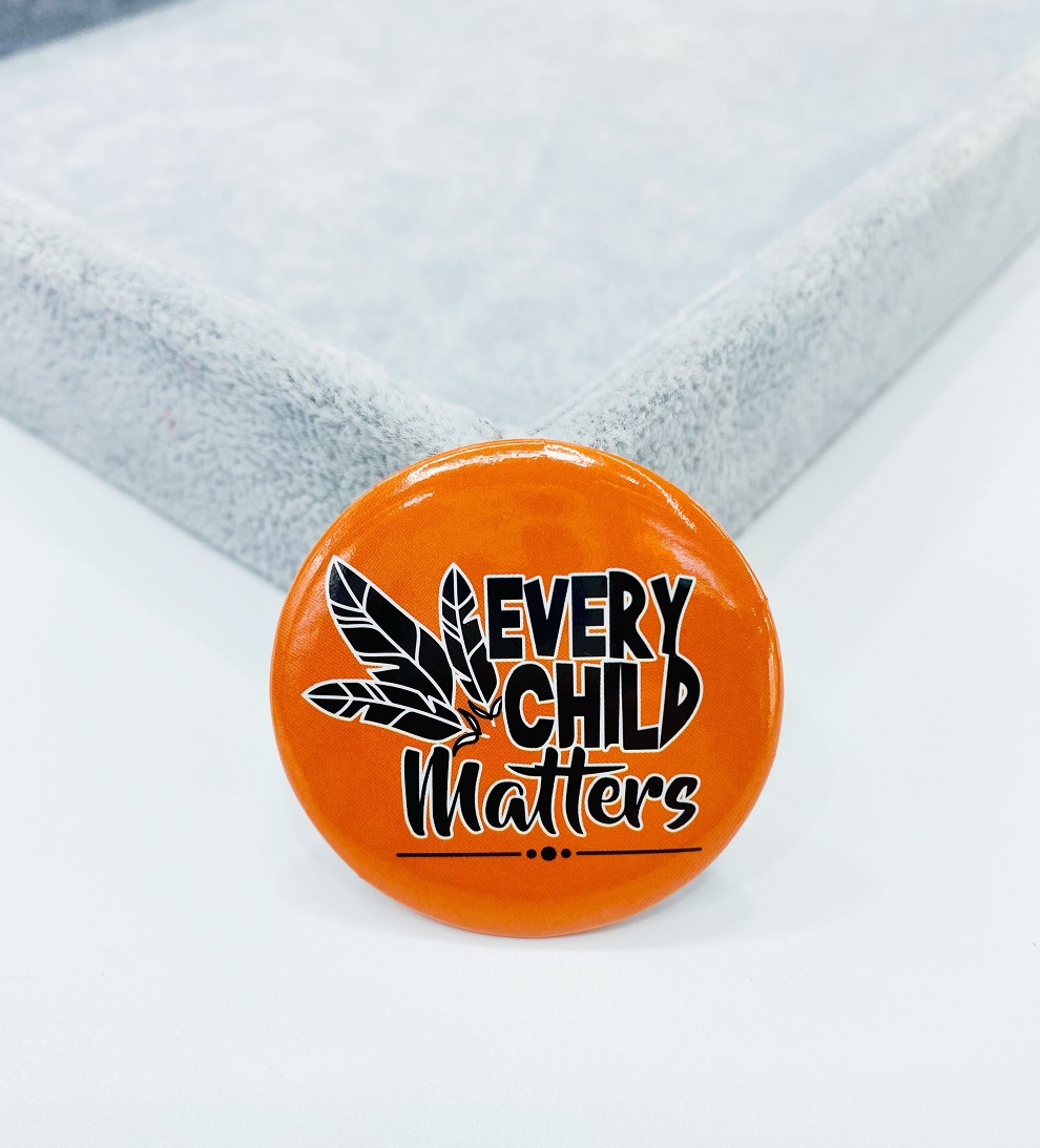 Cross-Border E-Commerce European and American Badge ECM Orange Feather Badge Orange Every Child Matters