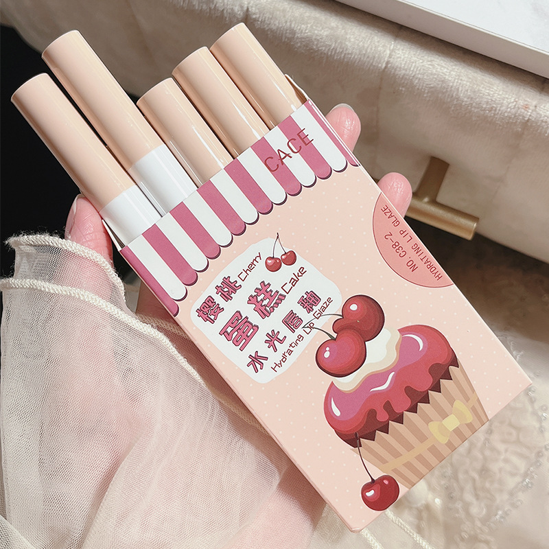 Cace Cherry Cake Mirror Water Light Lip Lacquer Velvet Matte Finish Lip Mud Easy to Color Cheap Factory Wholesale