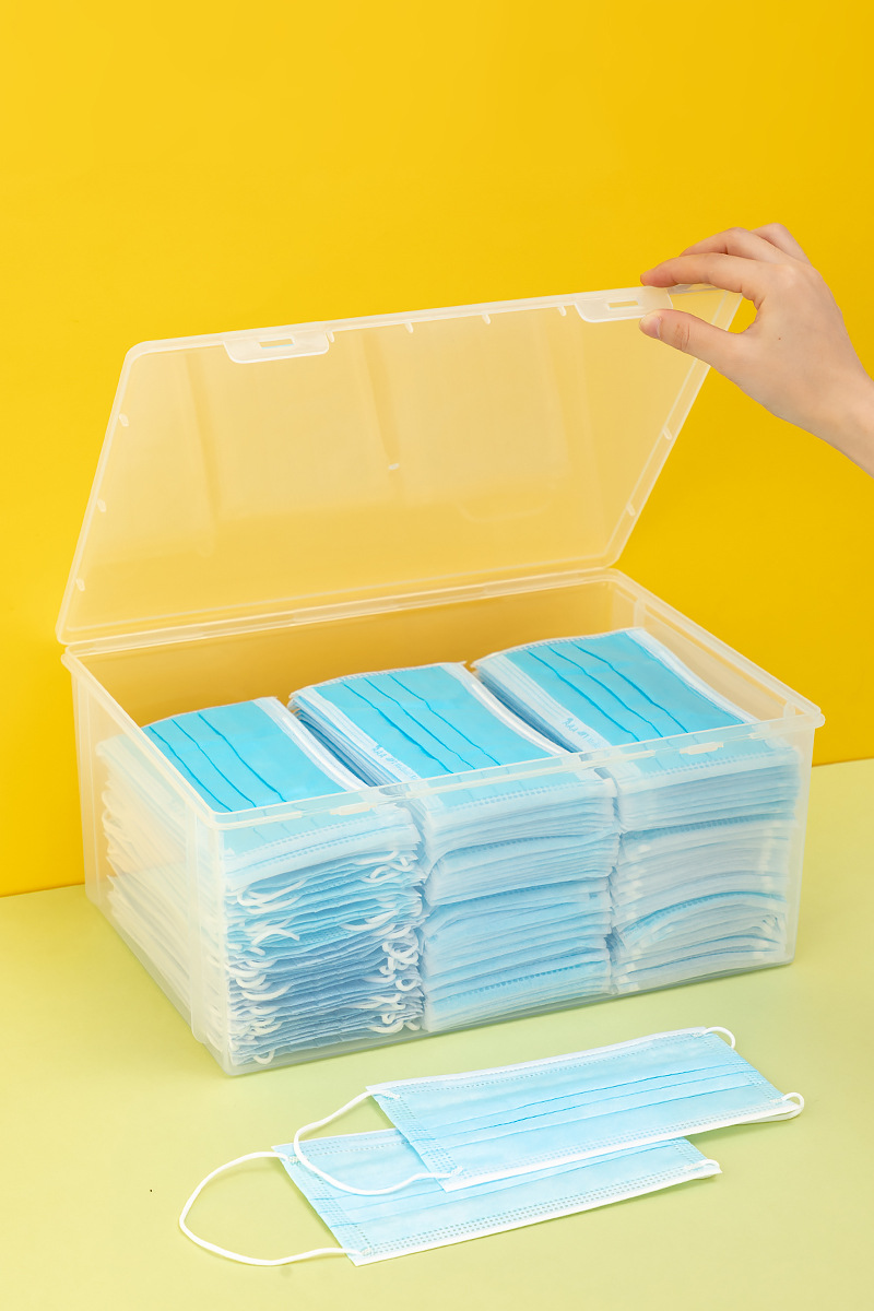 口罩收纳盒家用大容量装放口鼻罩口罩盒暂存收纳透明箱子