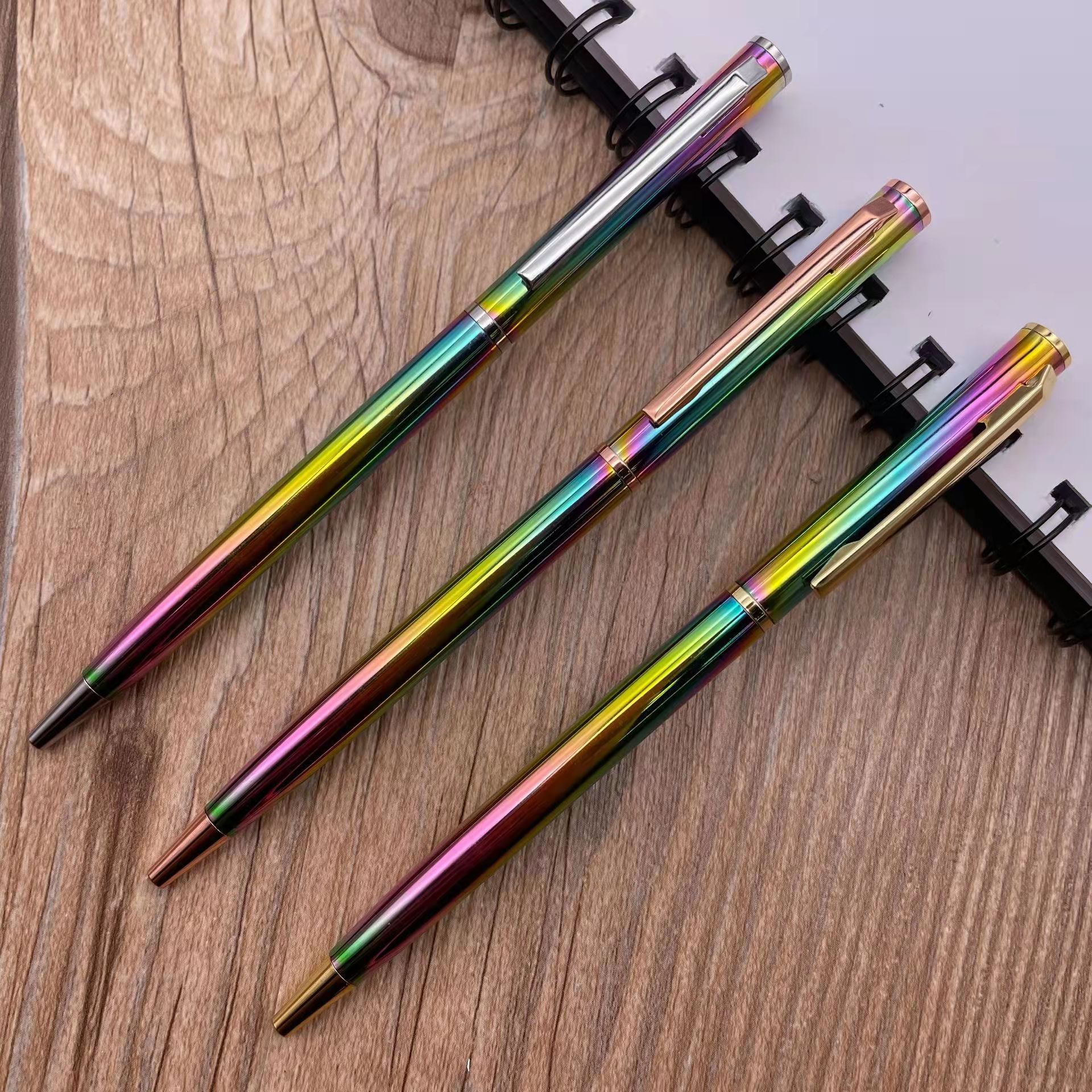 炫彩圆珠笔七色圆珠笔彩色迷你圆珠笔金属圆珠笔