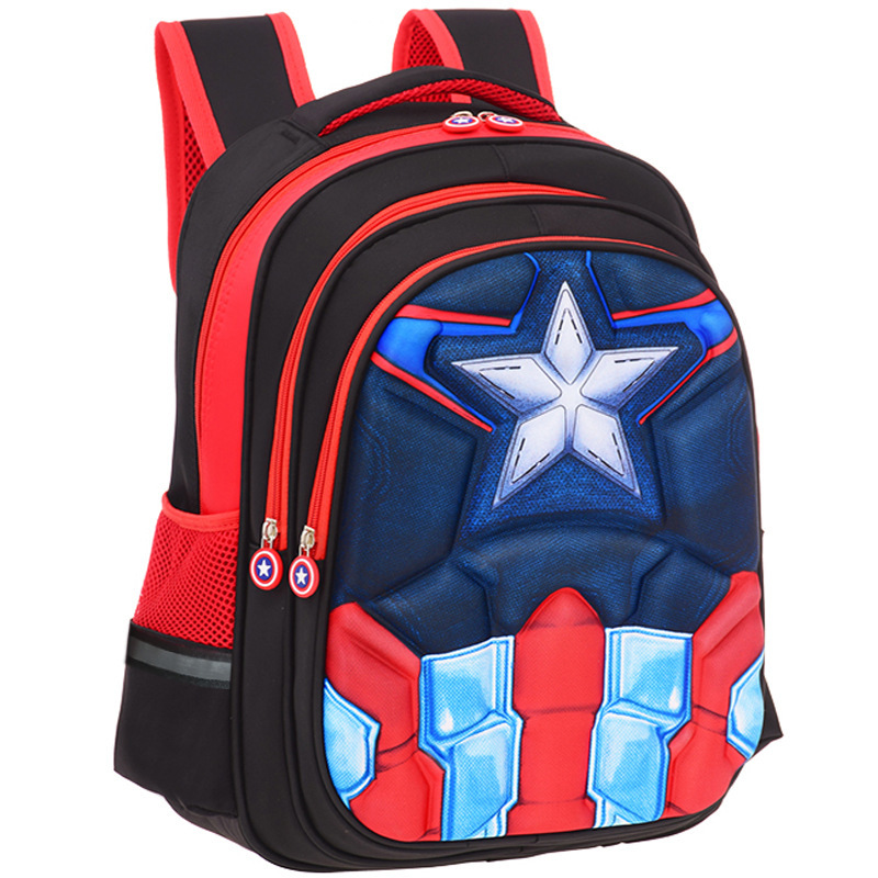 Elementary School Student Cartoon Schoolbag Boy Double Shoulders Backpack Baby Bag Superman 3D Hard Shell Spider-Man Batman