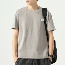 夏季男士短袖t恤韩版纯色棉质圆领体恤男潮牌大码男装广告衫T214