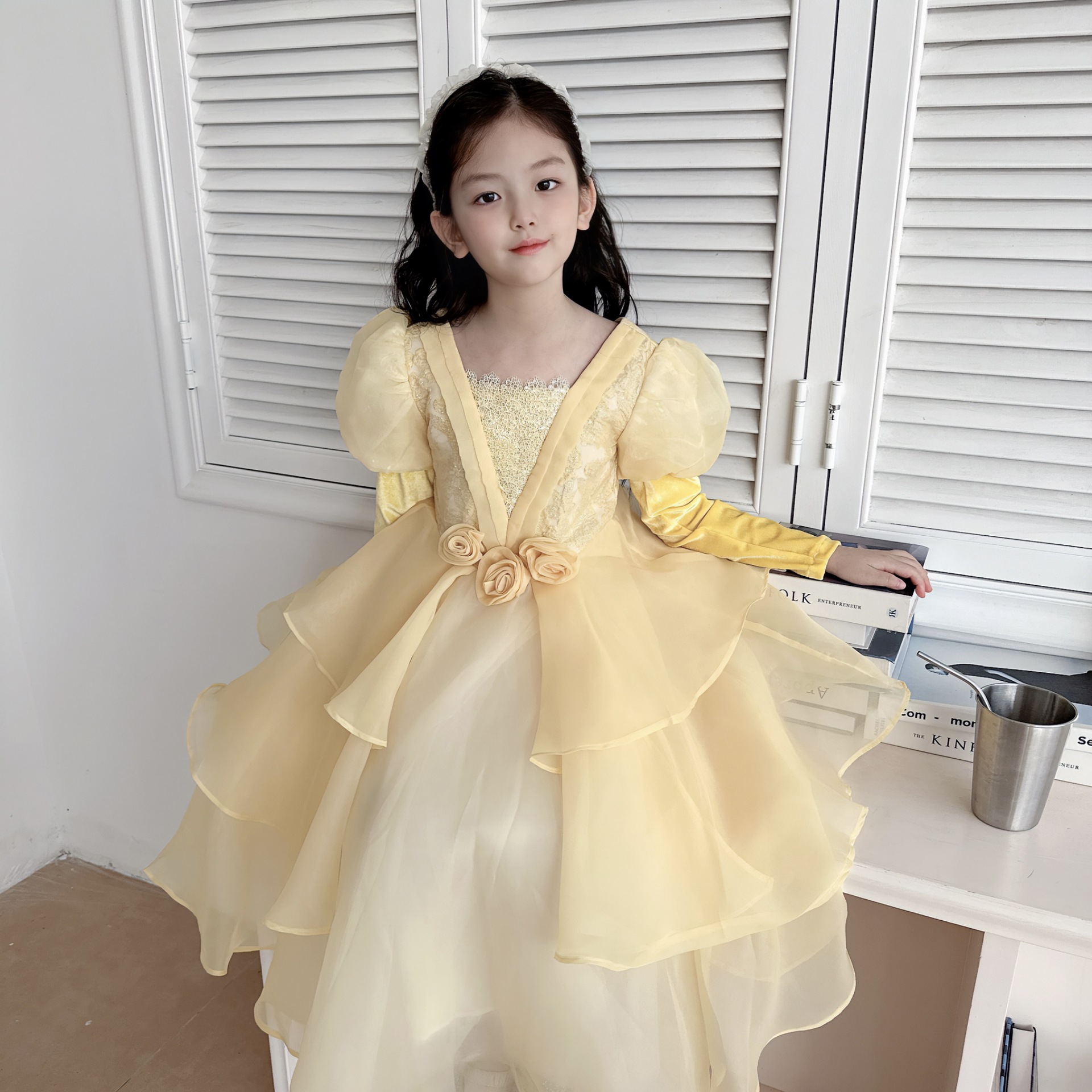 贝儿公主裙女童春秋儿童连衣裙儿童演出裙女孩贝尔裙子舞会裙