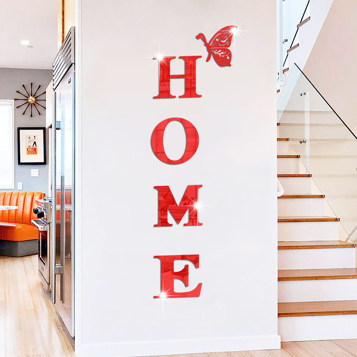 Jm3343 Cross-Border Foreign Trade Home Family Slogan Acrylic 3D Stereo Mirror Sticker Hallway Entrance Decorations