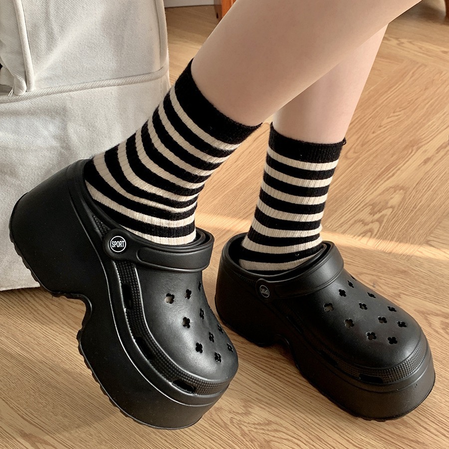 增高厚底洞洞鞋女士2024夏季新款外穿防滑防臭踩屎感eva包头拖鞋