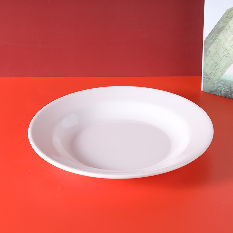 工厂直营10寸白色塑料盘pc不碎菜盘西餐厅专用塑料盘子可印刷图案