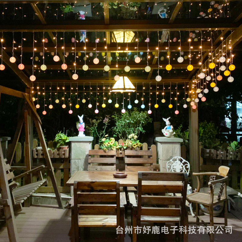 led outdoor courtyard solar waterproof cotton ball ice strip light garden balcony terrace atmosphere layout colored light belt