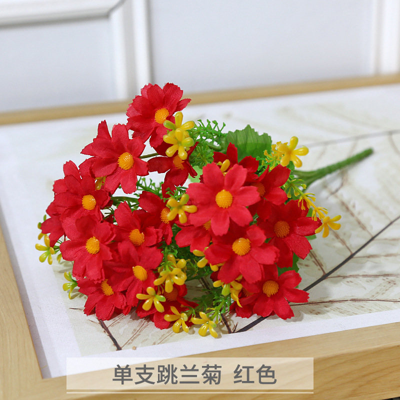 artificial flower artificial plant Little Daisy Jumping Orchid Chrysanthemum Artificial Fake Flower 28 Head Garden Home Decorative Silk Flower Outdoor Engineering Ono Chrysanthemum