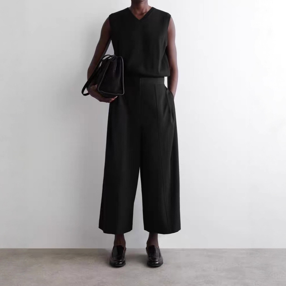 瑞典渠道单！松弛时髦 精纺羊毛宽松九分阔腿裙裤西裤女秋冬新款