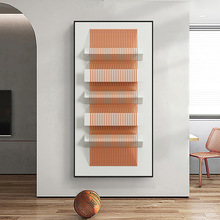 现代简约橙色线条几何玄关客厅装饰画巨幅走廊竖版壁画厂家批发