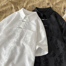 新中式高级感白色衬衫男女2024夏季新款国风宽松中性短袖休闲衬衣