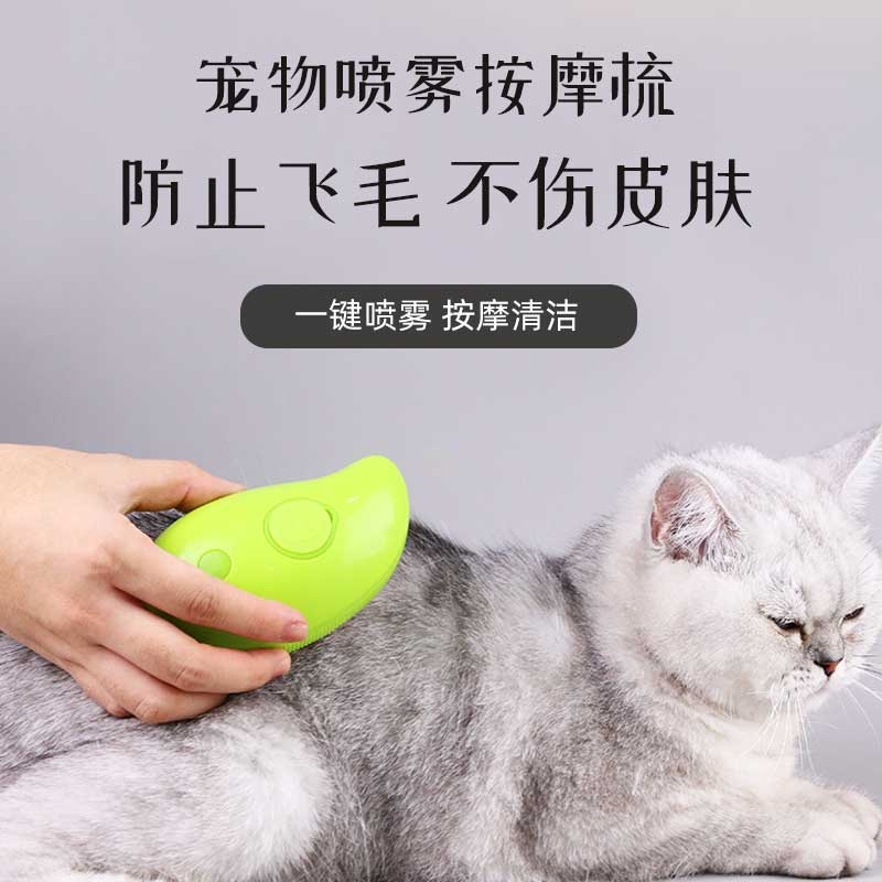 Cross-Border Pet Supplies Cat Electric Spray Hair Removal Rechargeable Comb Massage Comb Electric Wash-Free Anti-Flying Hair Does Not Hurt Skin