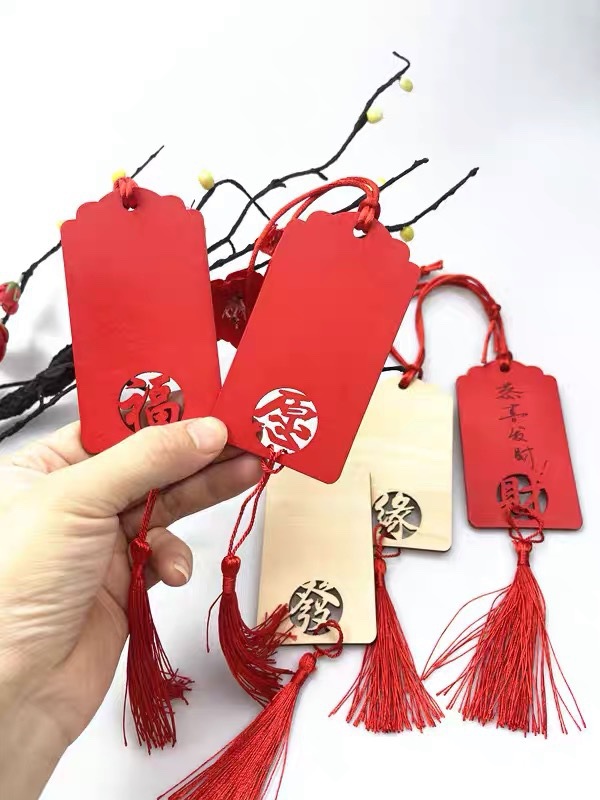 木质红色许愿牌手写卡片心愿牌手写贺卡心愿卡公司学校活动装饰牌