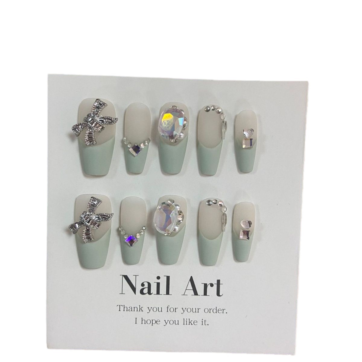 [Real Shot] Internet Celebrity Hand-Worn Nail Middle Ladder Fresh Bow Fake Nails Niche Temperament Nail Tip Wholesale