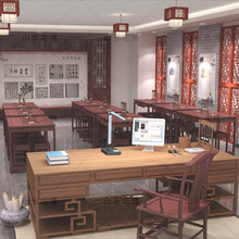 仿古实木书法桌 马鞍桌凳 中式书法桌椅 中小学书法教室整体方案