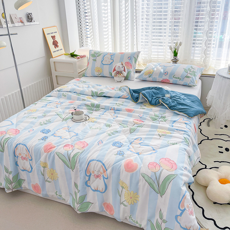 Wholesale Washed Cotton and Linen Double-Layer Yarn Soybean Quilt Winter Quilt Four Seasons Universal Summer Blanket Children Student Gift Airable Cover