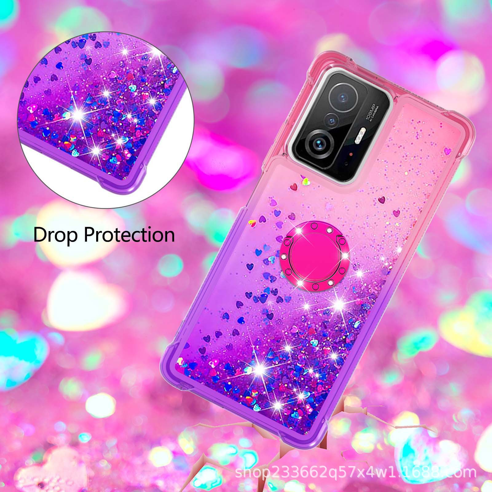 防摔流沙适用小米poco x4pro指环手机壳redmi10c渐变保护套防摔11