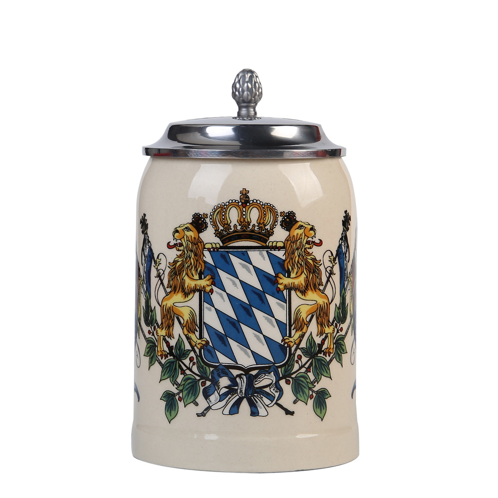 陶瓷啤酒杯beer stein浮雕德国啤酒杯带盖啤酒杯彩绘啤酒杯3d立体