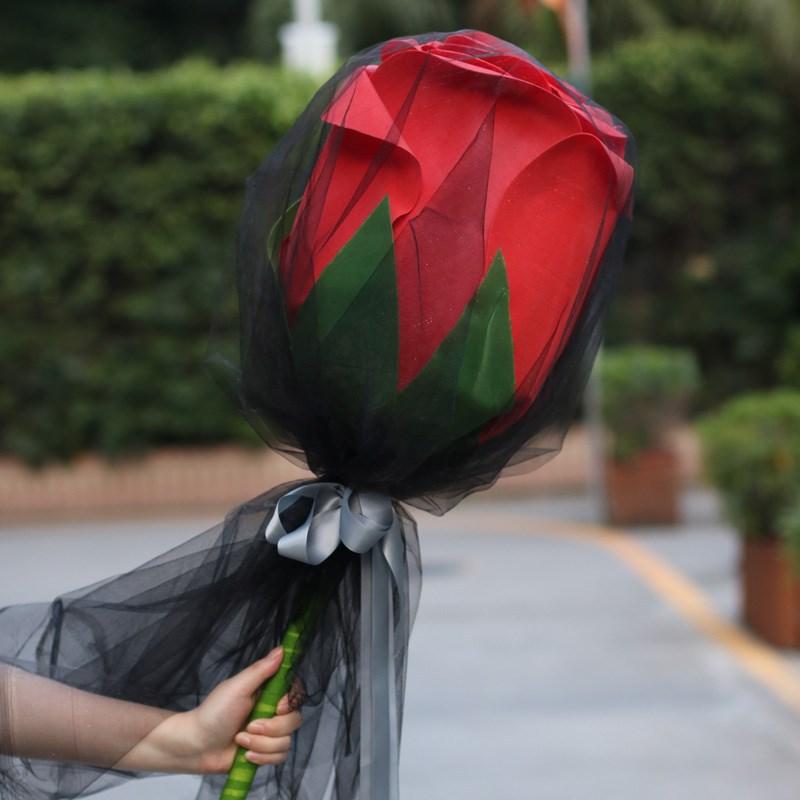 单只单支抖音巨型特大红玫瑰花朵拍照超级大人造假花恶搞花束