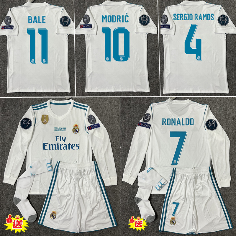 1718皇马球衣主场7号c罗长袖足球服拉莫斯莫德里奇贝尔欧冠决赛版