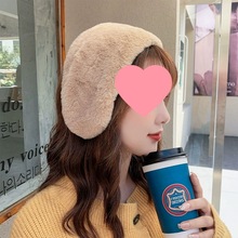 冬女可爱毛绒纯色学生耳罩保暖发箍头箍女生韩国甜美两用围脖