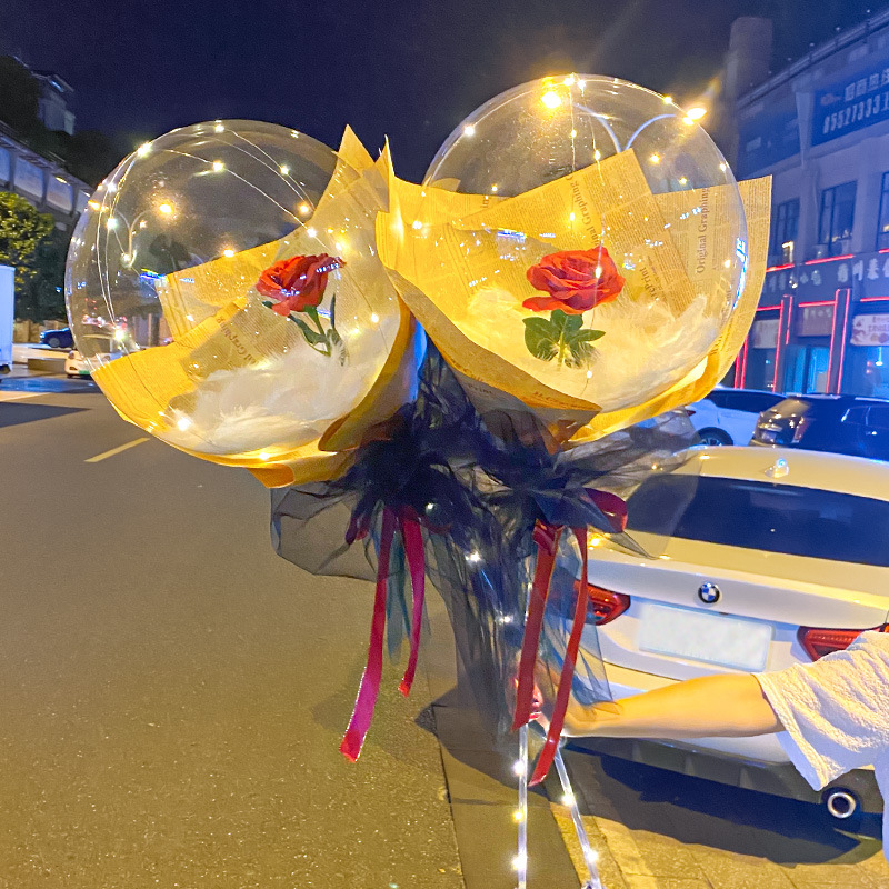创意网红郁金香波波球花束成品抱抱桶带灯光婚庆布置表白节日礼物