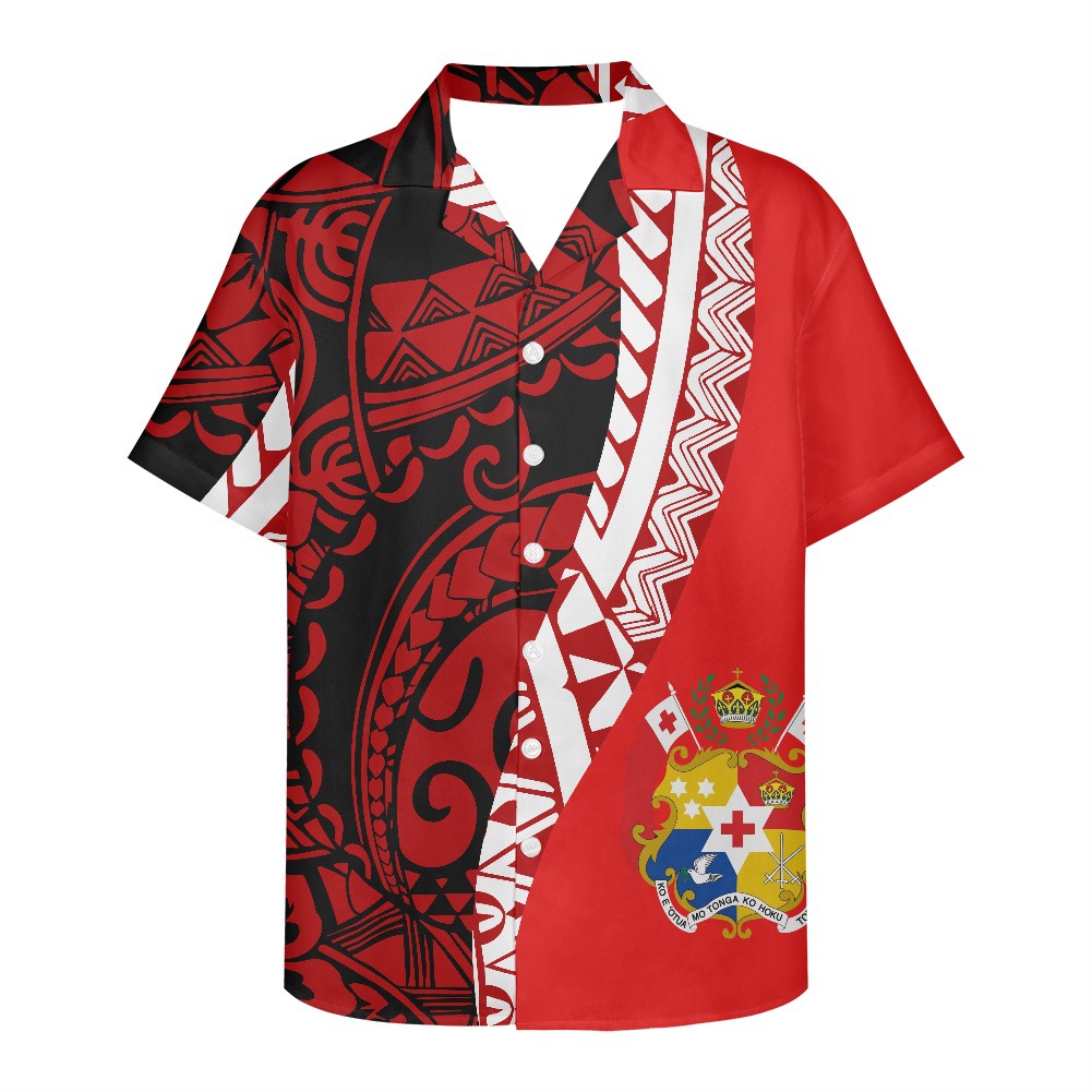 男士衬衫翻领短袖tonga民族风复古图腾t恤汤加群岛努库开衫国际站