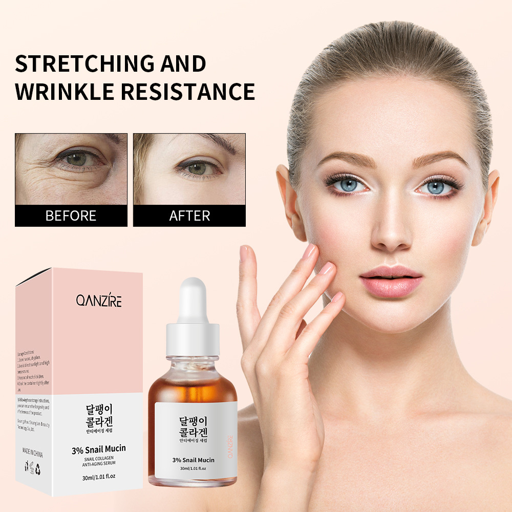 跨境专供蜗牛胶原蛋白抗皱精华液snail anti-aging serum淡纹精华