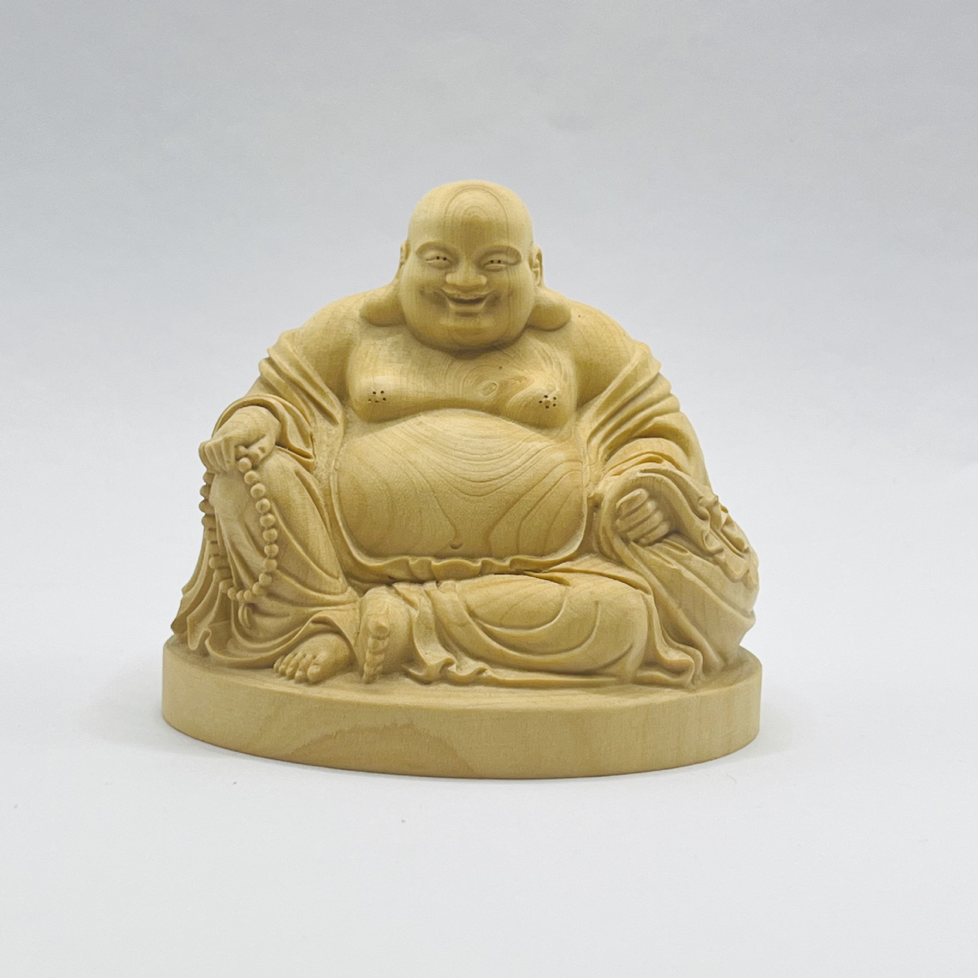 小叶黄杨木雕人间弥勒佛像堂家用供奉汽车摆件居家装饰品长辈送礼