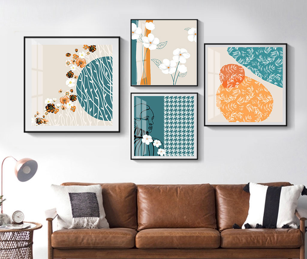 北欧装饰画组合墙画客厅挂画沙发背景墙现代简约餐厅墙面装饰壁画