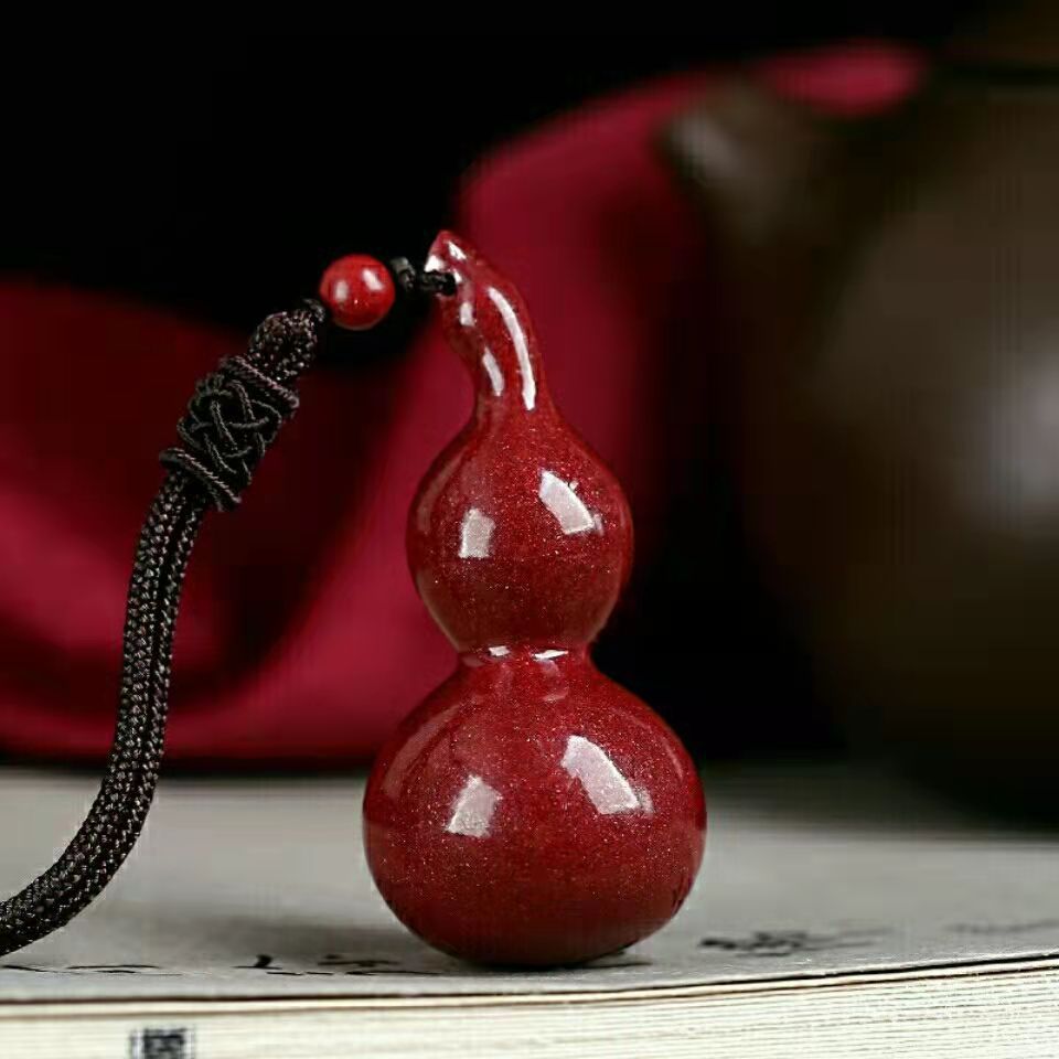 天然原矿石朱砂紫金砂大葫芦吊坠 女本命年项链男饰品礼物