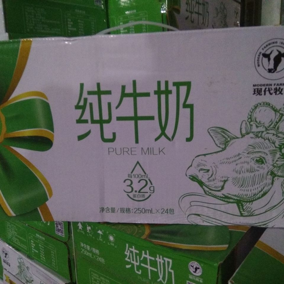 包邮3月产蒙牛现代牧业纯牛奶250ml*24盒整箱儿童营养早餐奶