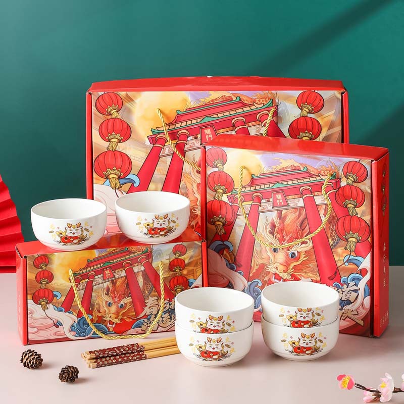 ceramic tableware blue and white porcelain bowl and chopsticks gift set opening activity creative gift set bowl gift small gift