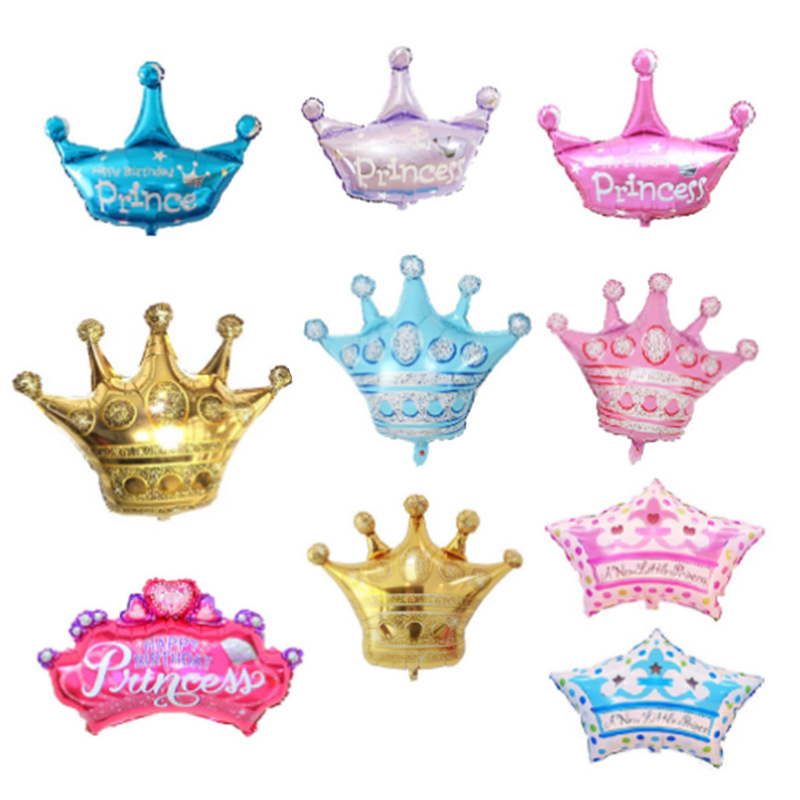 Cross-Border New Arrival Blue Pink Diamond-Shaped Crown Aluminum Film Balloon Large Birthday Party Year-Old Banquet Decorative Balloon