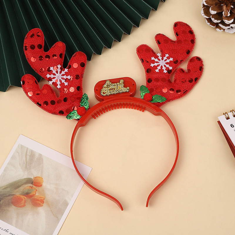 New Christmas Led Headband Christmas Bowknot Scale Antler Hairband Children Party Dress up Supplies Manufacturer