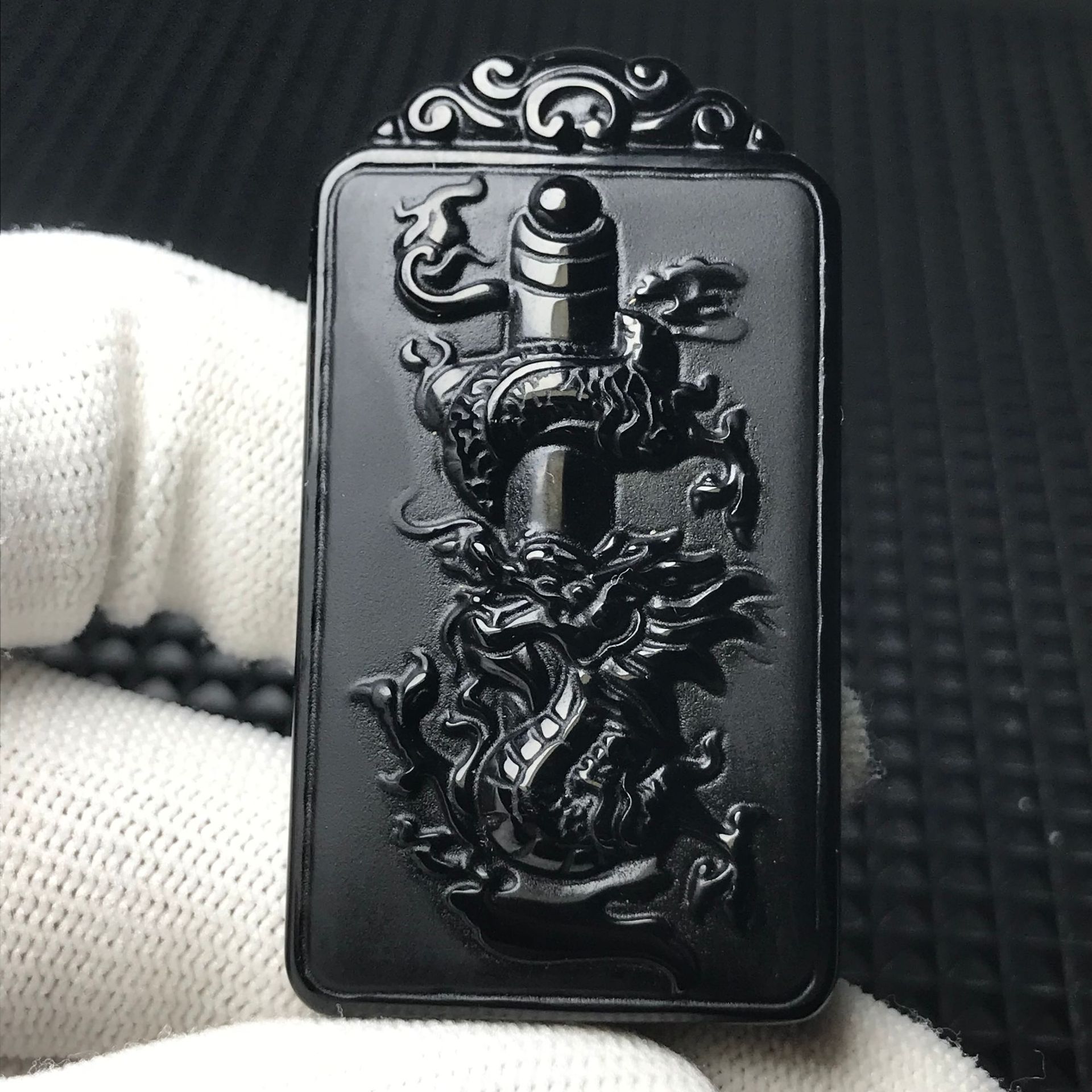 天然黑曜石十二生肖龙牌吊坠盘龙柱无事牌吊坠挂件-阿里巴巴