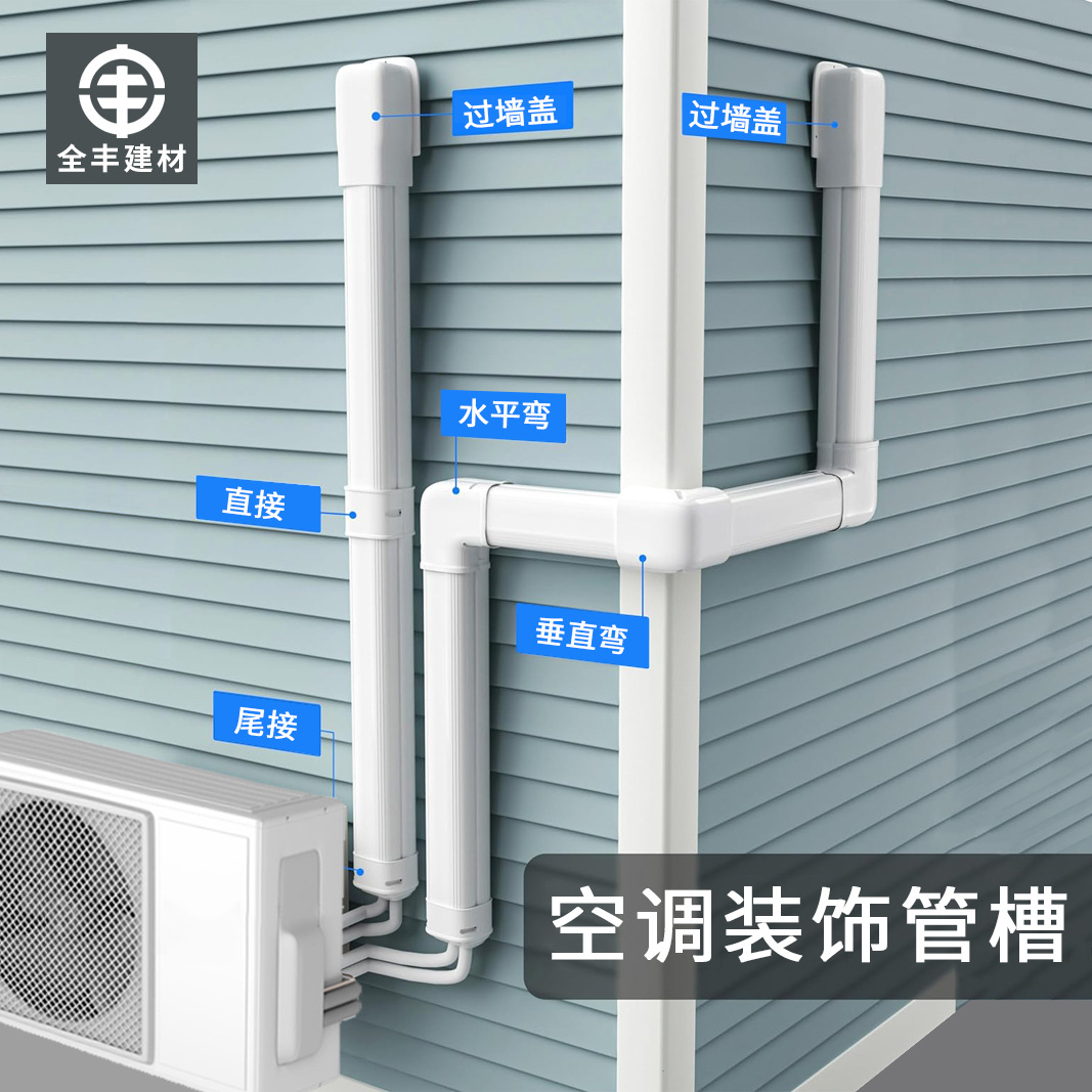 空调外墙套管75*65挂机管道装饰遮挡白色pvc装饰管槽保护