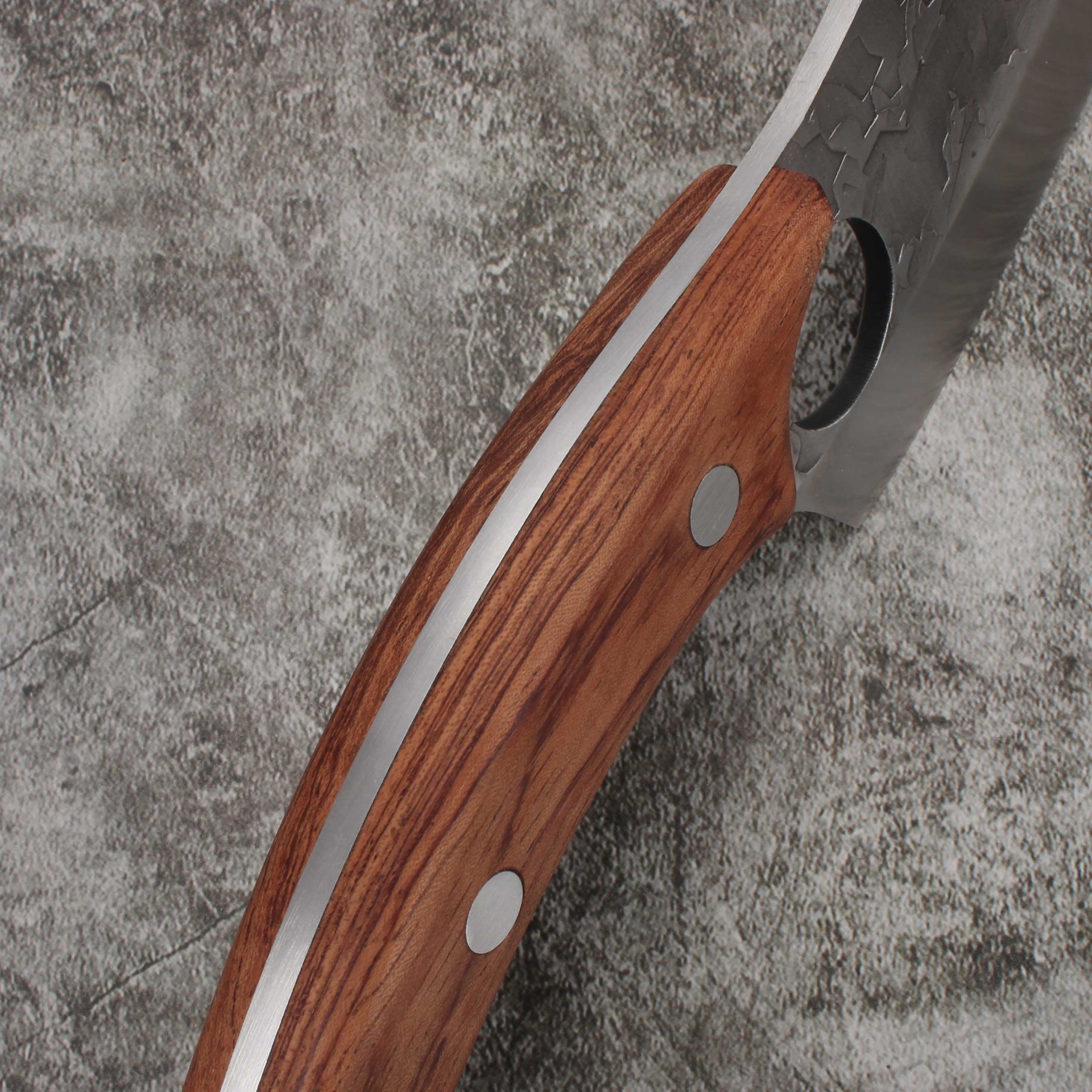 锻打指环小菜刀锤纹花梨木柄高碳钢家用户外杀鱼剔骨割肉屠宰刀