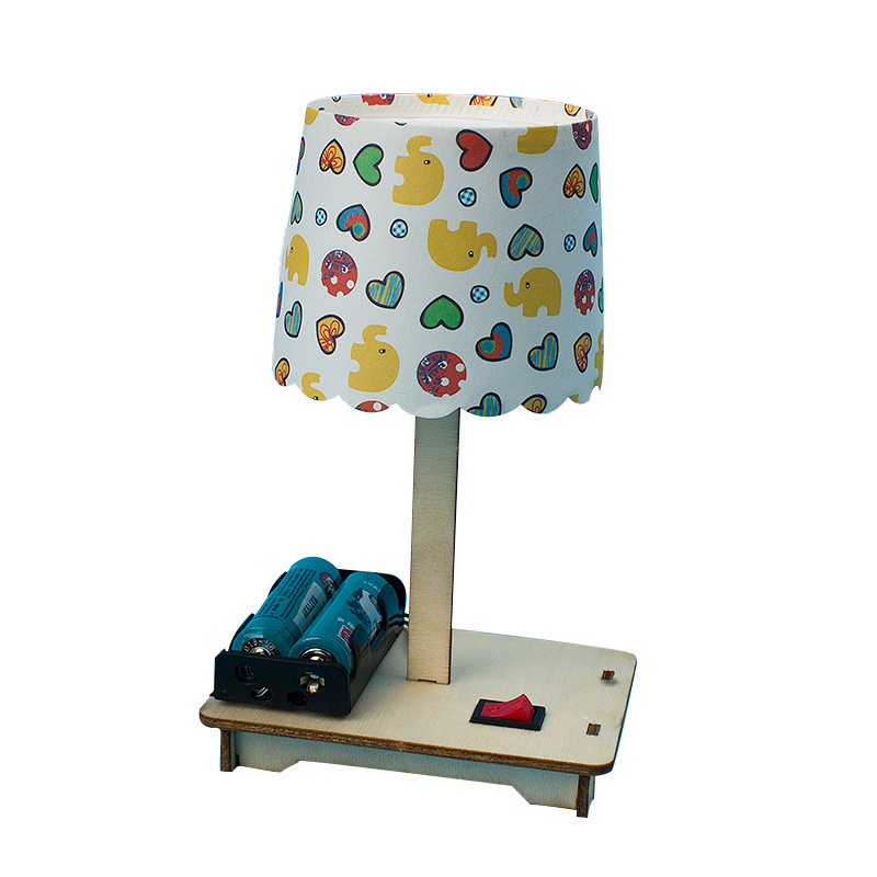 Homemade Colorful Wooden Table Lamp DIY Handmade Creative Children's Kindergarten Technology Small Invention