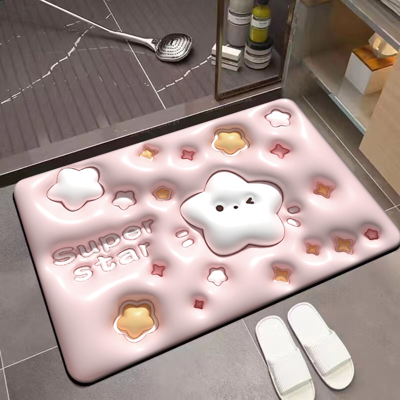 3D Three-Dimensional Expansion Soft Diatom Ooze Quick-Drying Floor Mat Bathroom Door Absorbent Non-Slip Mat Bathroom Kitchen Mat